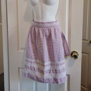 Vintage lavender/white checkered lace half apron